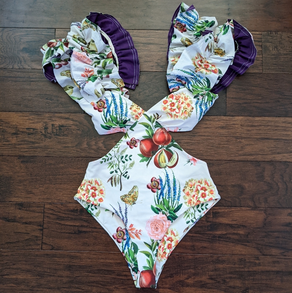 NWOT Floral Cutout Swimsuit
